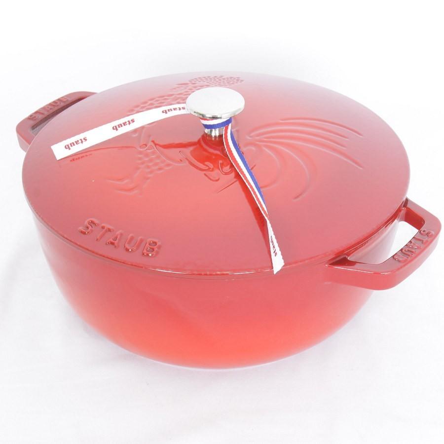 美品】ストウブ staub フレンチルースター ココット 24cm チェリー
