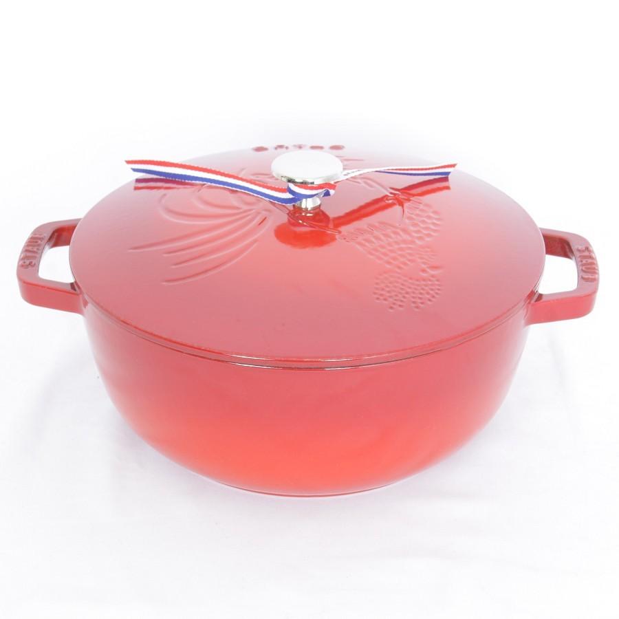 staub 両手鍋 ルースターココット　チェリー　24CM Staub（ストウブ） 【美品】ストウブ フレンチルースターココット 24cm