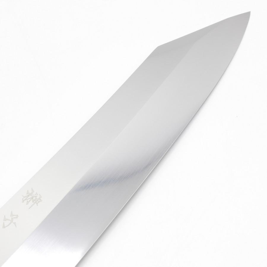 新品】子の日 榊 切付包丁 八寸 八角黒檀柄 鏡面 鞘付 刃渡り約240mm