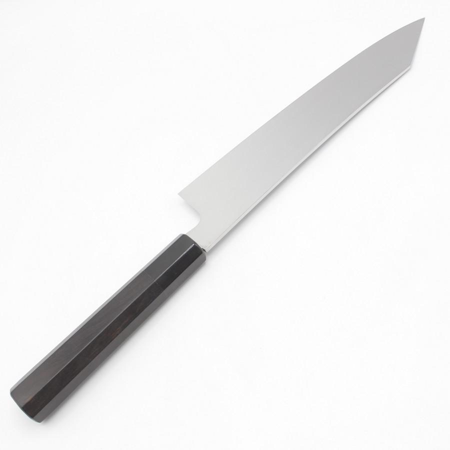 新品】子の日 榊 切付包丁 八寸 八角黒檀柄 鏡面 鞘付 刃渡り約240mm