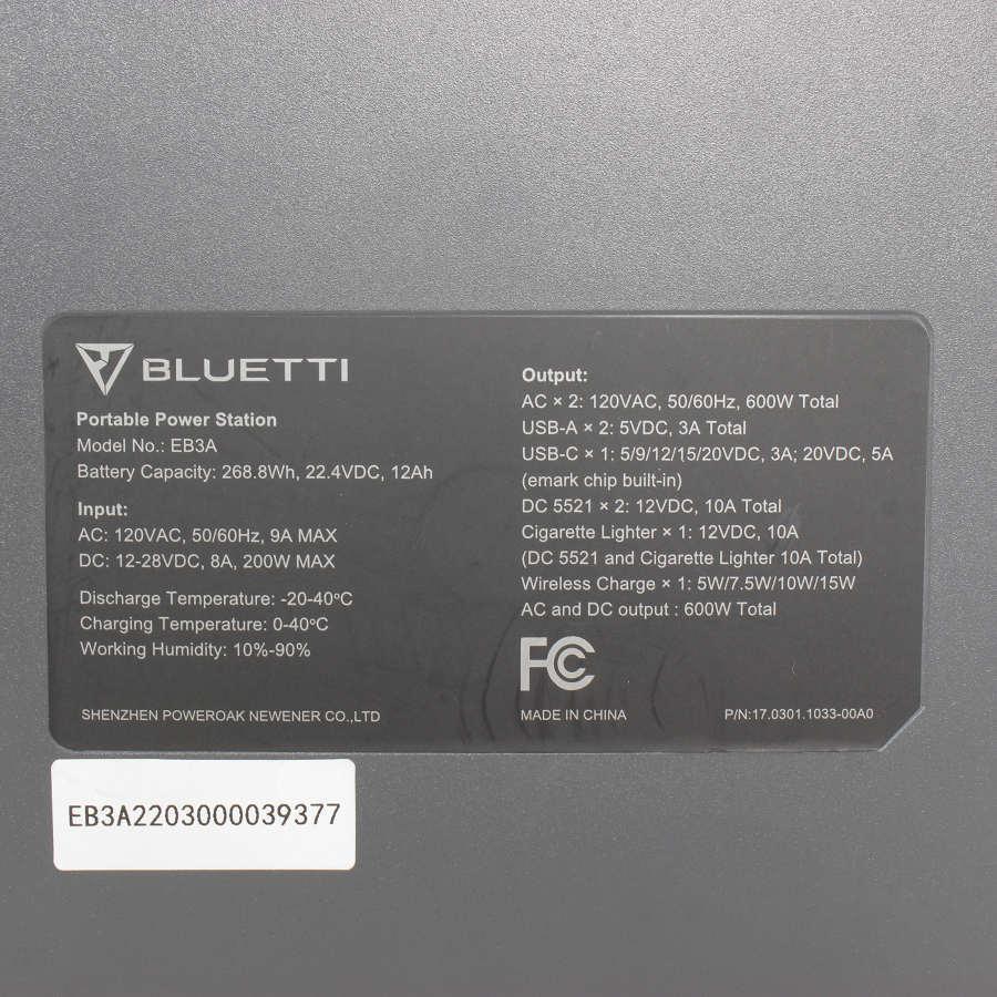 【美品】BLUETTI EB3A ポータブル電源 268.8Wh/600W 蓄電池 非常用電源 ブルーティ 本体 | BLUETTI | 04