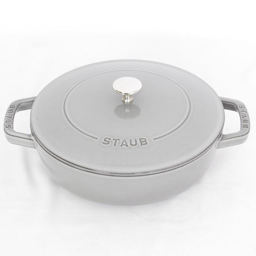 【美品】ストウブ ブレイザーソテーパン 24cm グレー 40511-471 ホーロー 両手鍋 本体 | Staub