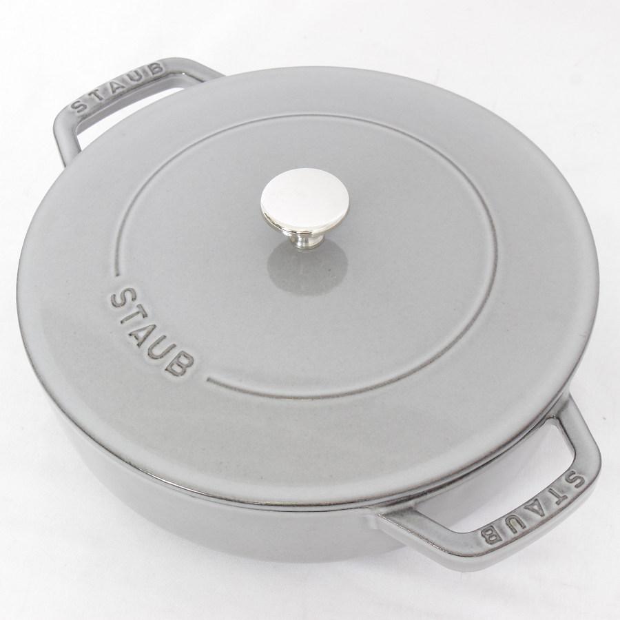 【美品】ストウブ ブレイザーソテーパン 24cm グレー 40511-471 ホーロー 両手鍋 本体 | Staub | 01