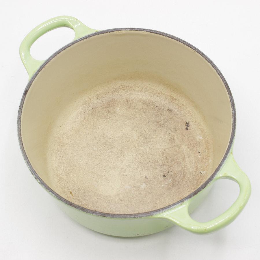 【美品】LE CREUSET　ココット ロンド フルーツグリーン　16cm ココット・ロンド ル・クルーゼ 16cm フルーツグリーン ホーロー 両手