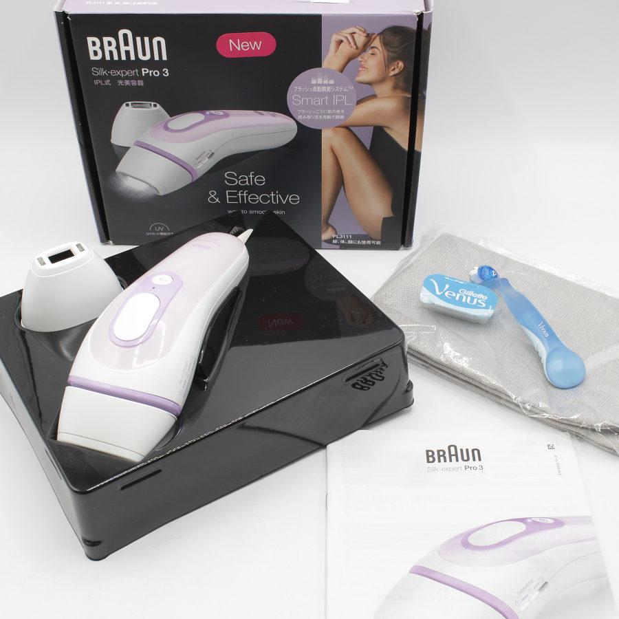 【美品】ブラウン シルクエキスパート Pro3 PL-3111 光美容器 パープル 脱毛器 本体 | シルクエキスパート