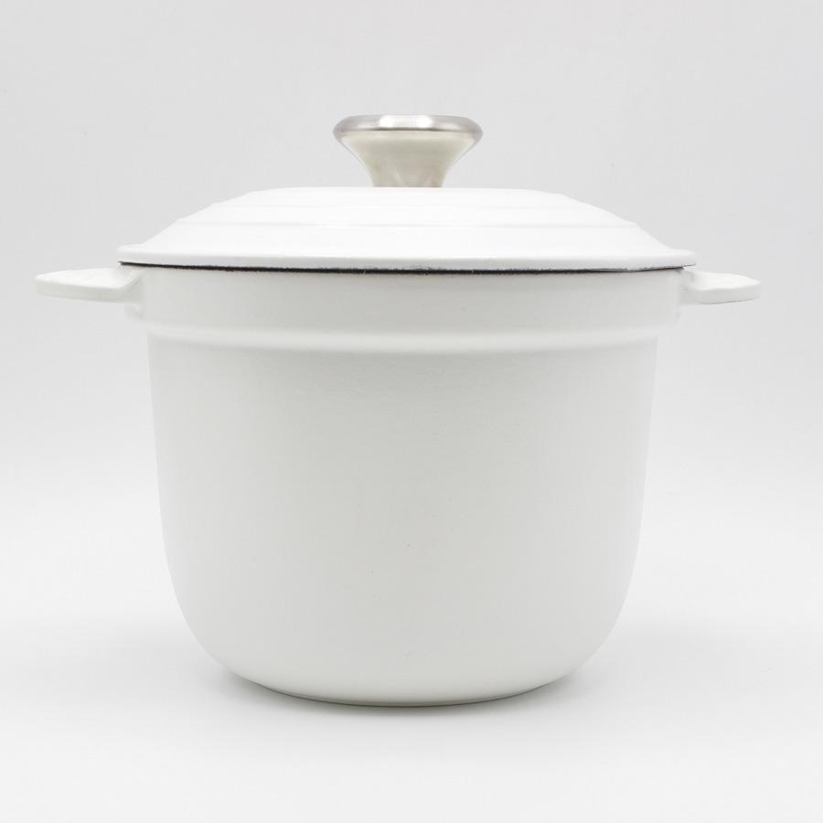 【美品】ル・クルーゼ ココット エブリイ 18cm インナーリッド付き ホワイト ホーロー 両手鍋 本体 | ココット・エブリィ | 04