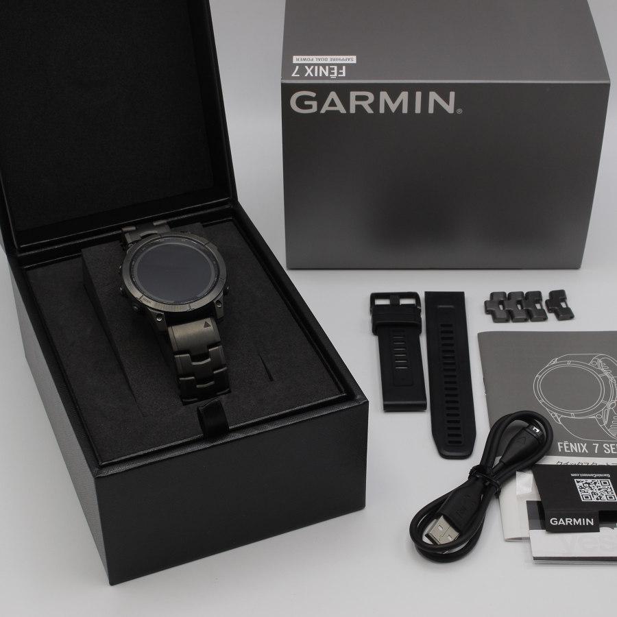【美品】GARMIN fenix 7 Sapphire Dual Power Ti Carbon Gray DLC/Carbon Gray DLC Vented Titanium Band | GARMIN