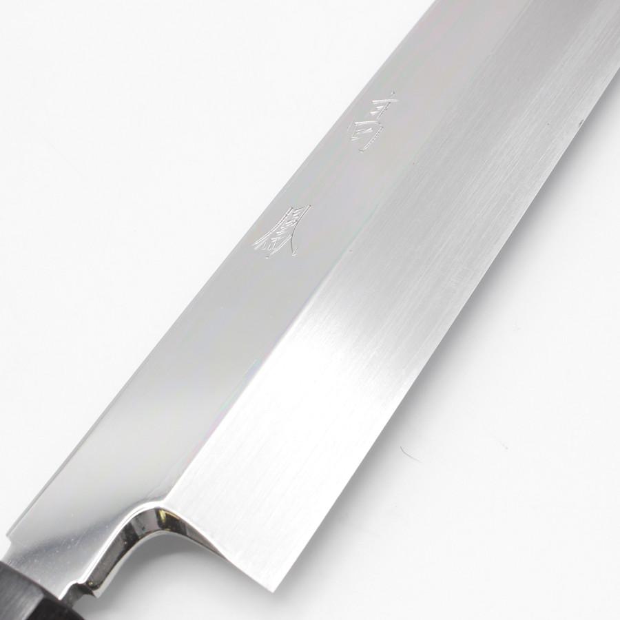 未使用】高鳳 本焼 波紋あり 柳包丁 一尺 八角黒檀柄 刃渡り約300mm 和