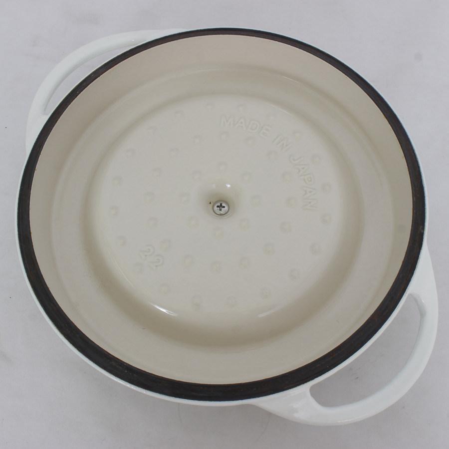 バーミキュラ オーブンポットラウンド 22cm パールホワイト PWH22R KONAYUKI 粉雪 無水 ホーロー 両手鍋 本体 | VERMICULAR | 09