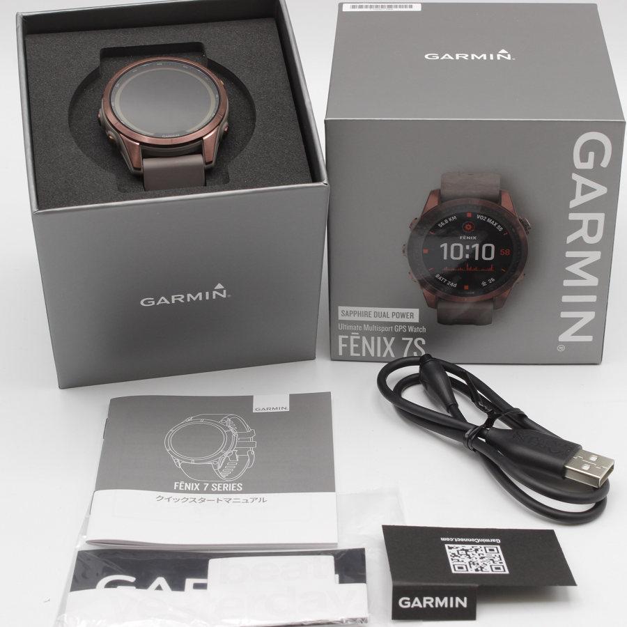 美品】GARMIN fenix 7S Sapphire Dual Power Ti Dark Bronze/Shale