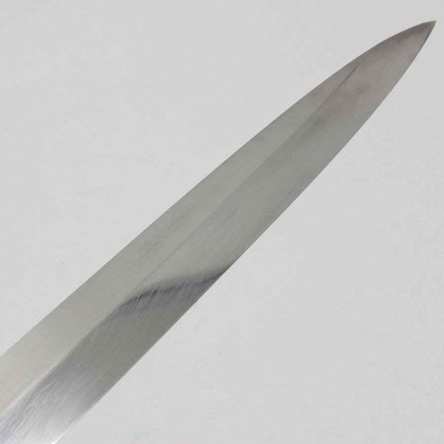 特注 水焼 富士波紋 満月 柳包丁 尺一 鏡面 銀巻柄 目釘留 八角 特注 水焼 富士波紋 満月 柳包丁 尺一 鏡面 銀巻柄 目釘留 八角