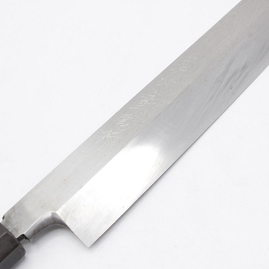 不動國行 本焼 波紋あり 柳包丁 尺一 八角黒檀柄 刃渡り約330mm 不動國行 本焼 波紋あり 柳包丁 尺一 八角黒檀柄 刃渡り約330mm
