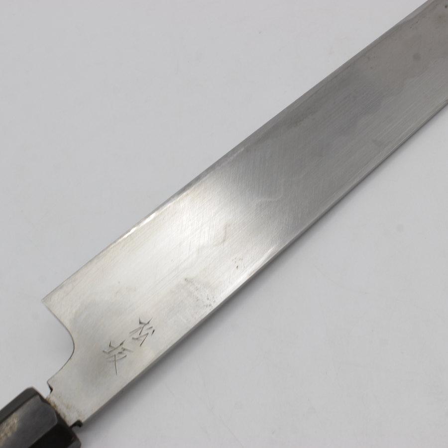 不動國行 本焼 波紋あり 柳包丁 尺一 八角黒檀柄 刃渡り約330mm 不動國行 本焼 波紋あり 柳包丁 尺一 八角黒檀柄 刃渡り約330mm