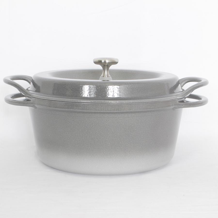 ボーナスストア+5%【美品】バーミキュラ オーブンポットラウンド 22cm GRY22R パールグレー 専用レシピブック付 無水 ホーロー 両手鍋 本体 |  | 03
