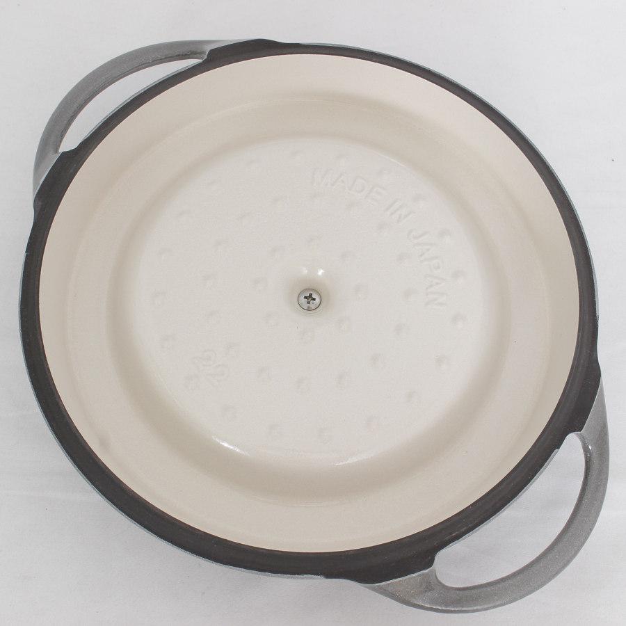 ボーナスストア+5%【美品】バーミキュラ オーブンポットラウンド 22cm GRY22R パールグレー 専用レシピブック付 無水 ホーロー 両手鍋 本体 |  | 07