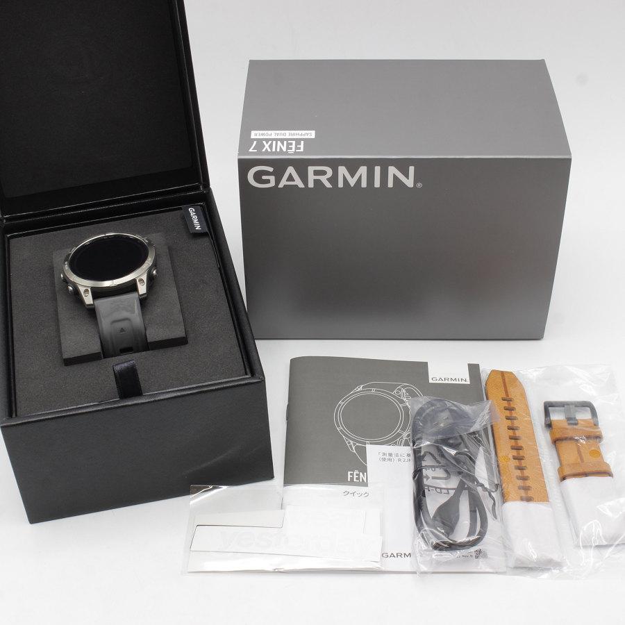 ボーナスストア+5％【美品】GARMIN fenix 7 Sapphire Dual Power Ti/Chestnut Leather Band 010-02540-43 スマートウォッチ ガーミン フェニックス 本体 | 