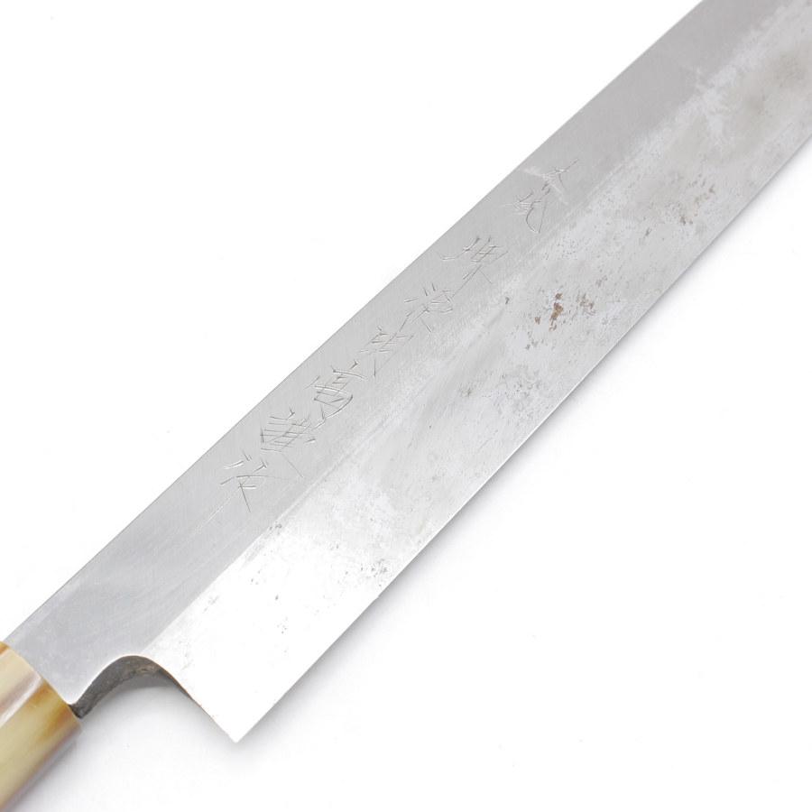 【ボーナスストア+5％】堺 源明〓 謹作 本焼 柳包丁 一尺 栗型柄 刃渡り約300mm 和包丁 柳刃 波紋なし |  | 03