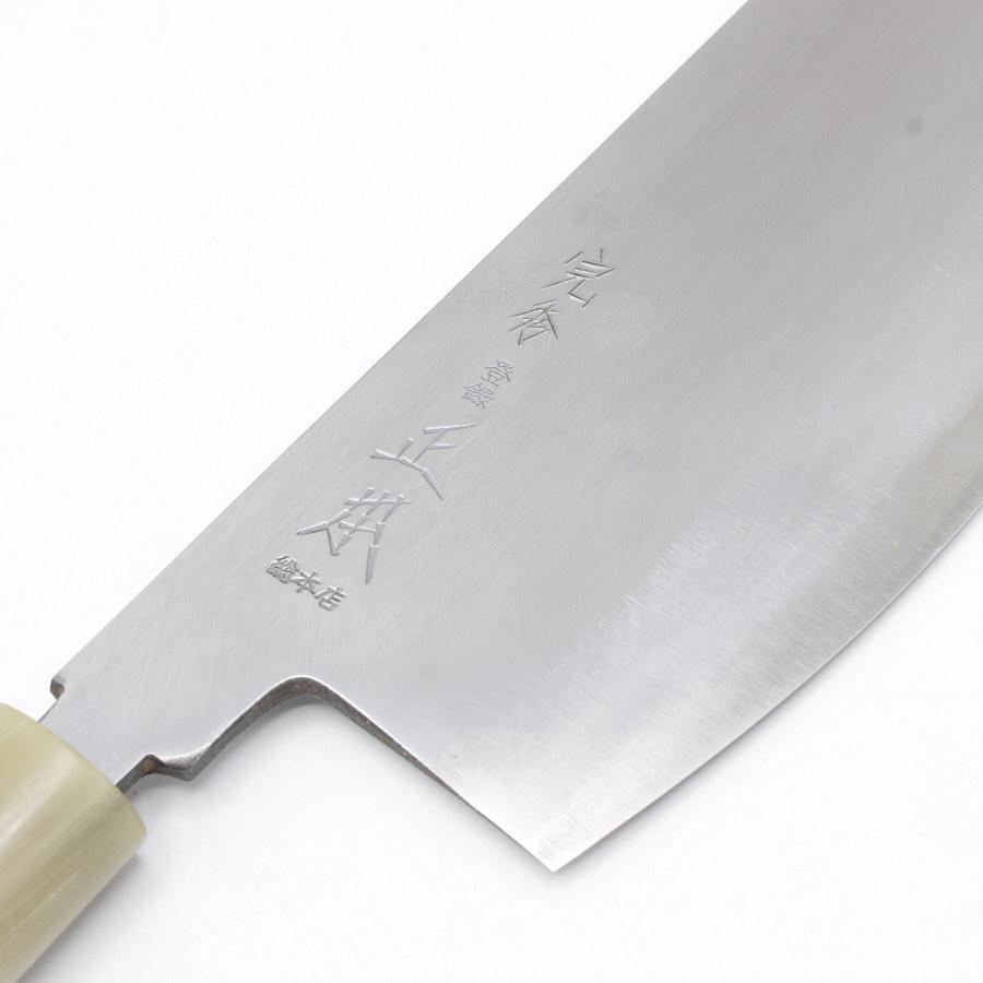 ボーナスストア+5％【美品】正本総本店 寿司切り包丁 七寸半 小判型柄 刃渡り約225mm 和包丁 |  | 03