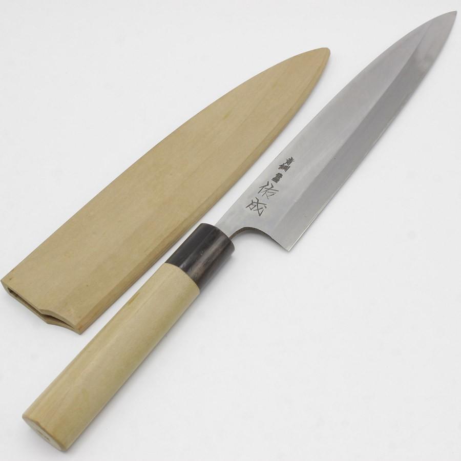 【ボーナスストア+5％】佑成 青鋼 身卸出刃包丁 七寸 栗型柄 鞘付 刃渡り約215mm 和包丁 スケナリ | 