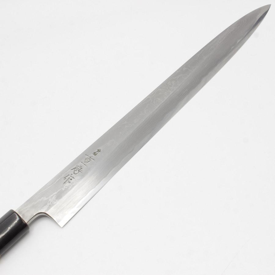 ボーナスストア+5％【未使用】重房 鍛地 ダマスカス 柳包丁 尺一 栗型柄 刃渡り約330mm 桐箱 鞘付 和包丁 柳刃 |  | 01