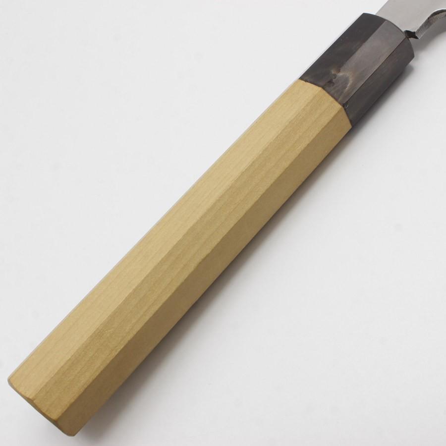 ボーナスストア+5％【未使用】堺正行 池田辰男作 水本焼 波紋あり 白二鋼 柳包丁 尺一 朴柄八角柄 鏡面 朴鞘付 刃渡り約330mm 白紙2号 水焼 和包丁 柳刃 |  | 02