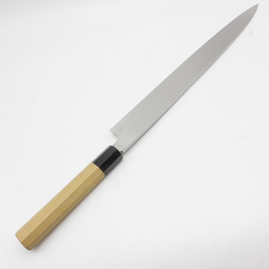 ボーナスストア+5％【未使用】堺正行 池田辰男作 水本焼 波紋あり 白二鋼 柳包丁 尺一 朴柄八角柄 鏡面 朴鞘付 刃渡り約330mm 白紙2号 水焼 和包丁 柳刃 |  | 05
