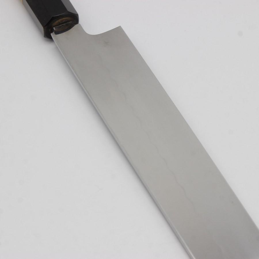 ボーナスストア+5％【未使用】堺正行 池田辰男作 水本焼 波紋あり 白二鋼 柳包丁 尺一 朴柄八角柄 鏡面 朴鞘付 刃渡り約330mm 白紙2号 水焼 和包丁 柳刃 |  | 07