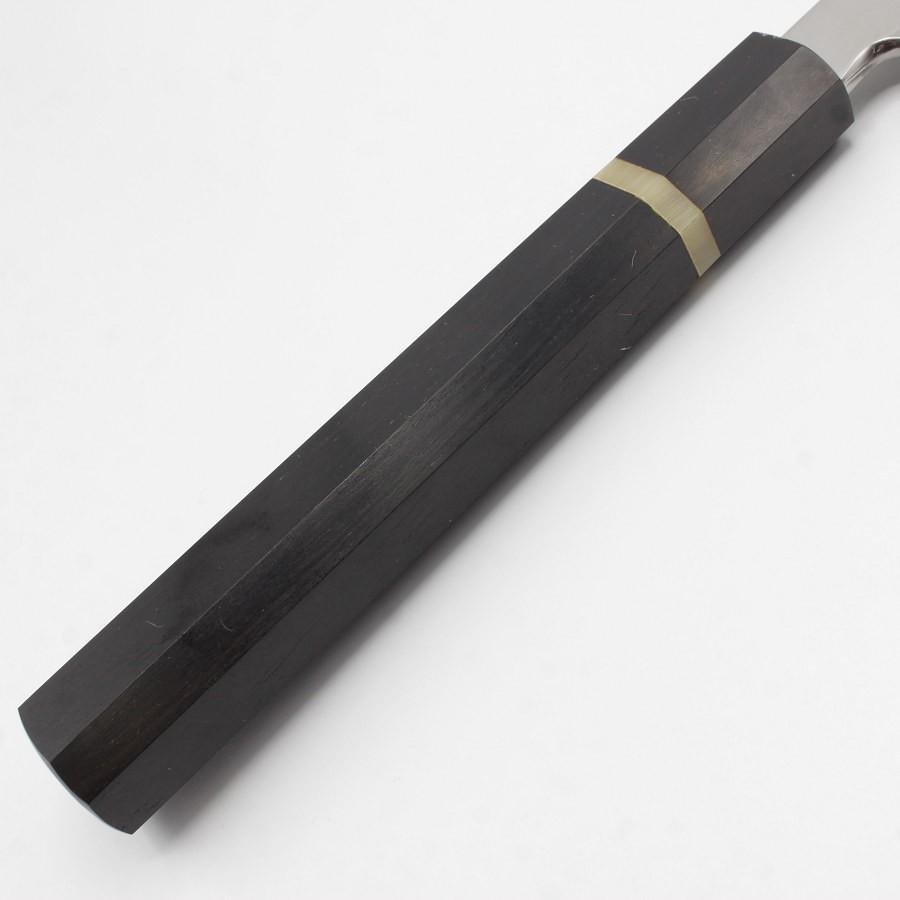 ボーナスストア+5％【美品】堺正行 池田辰男作 水本焼 波紋あり 白一鋼 柳包丁 鏡面 尺一 八角黒檀柄 朴鞘付 白紙1号 和包丁 水焼 柳刃 |  | 02