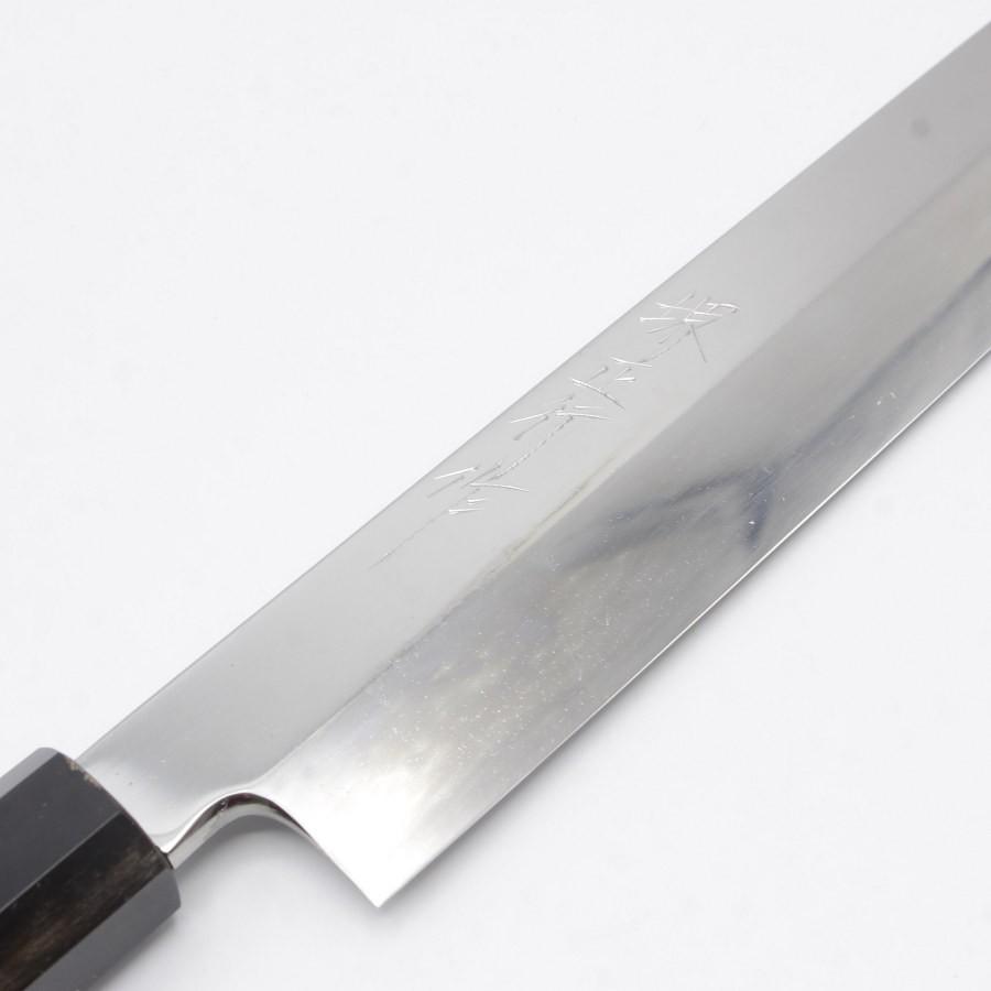 ボーナスストア+5％【美品】堺正行 池田辰男作 水本焼 波紋あり 白一鋼 柳包丁 鏡面 尺一 八角黒檀柄 朴鞘付 白紙1号 和包丁 水焼 柳刃 |  | 03