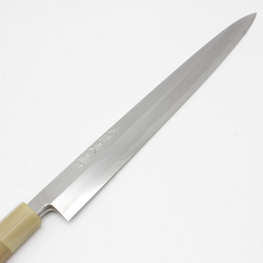 ボーナスストア+5％【美品】左海泉〓守 霞 純鋼 白一鋼 柳包丁 霞 尺一 朴柄八角柄 朴鞘付 刃渡り約330mm 白紙1号 和包丁 柳刃 |  | 01