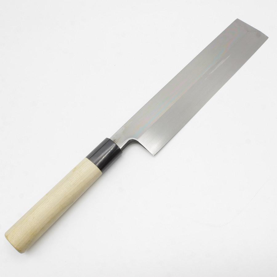 ボーナスストア+5％【未使用】本焼 青鋼 菜切薄刃包丁 七寸半 栗型柄 鏡面 刃渡り約230mm 和包丁 | 