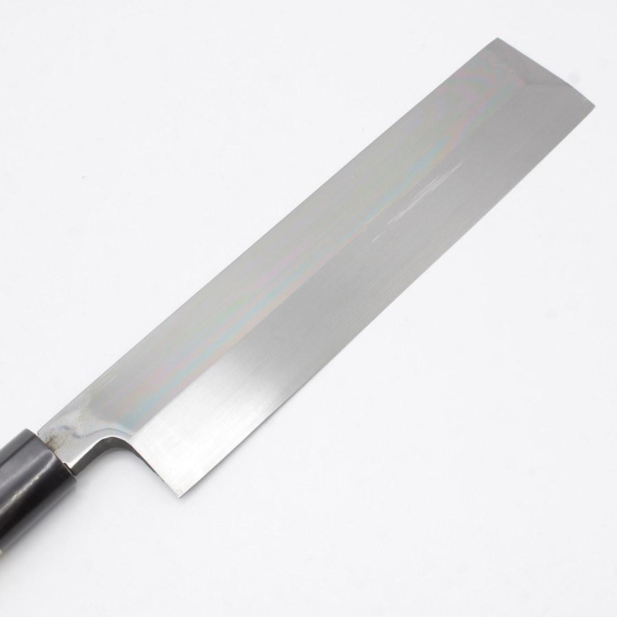 ボーナスストア+5％【未使用】本焼 青鋼 菜切薄刃包丁 七寸半 栗型柄 鏡面 刃渡り約230mm 和包丁 |  | 01