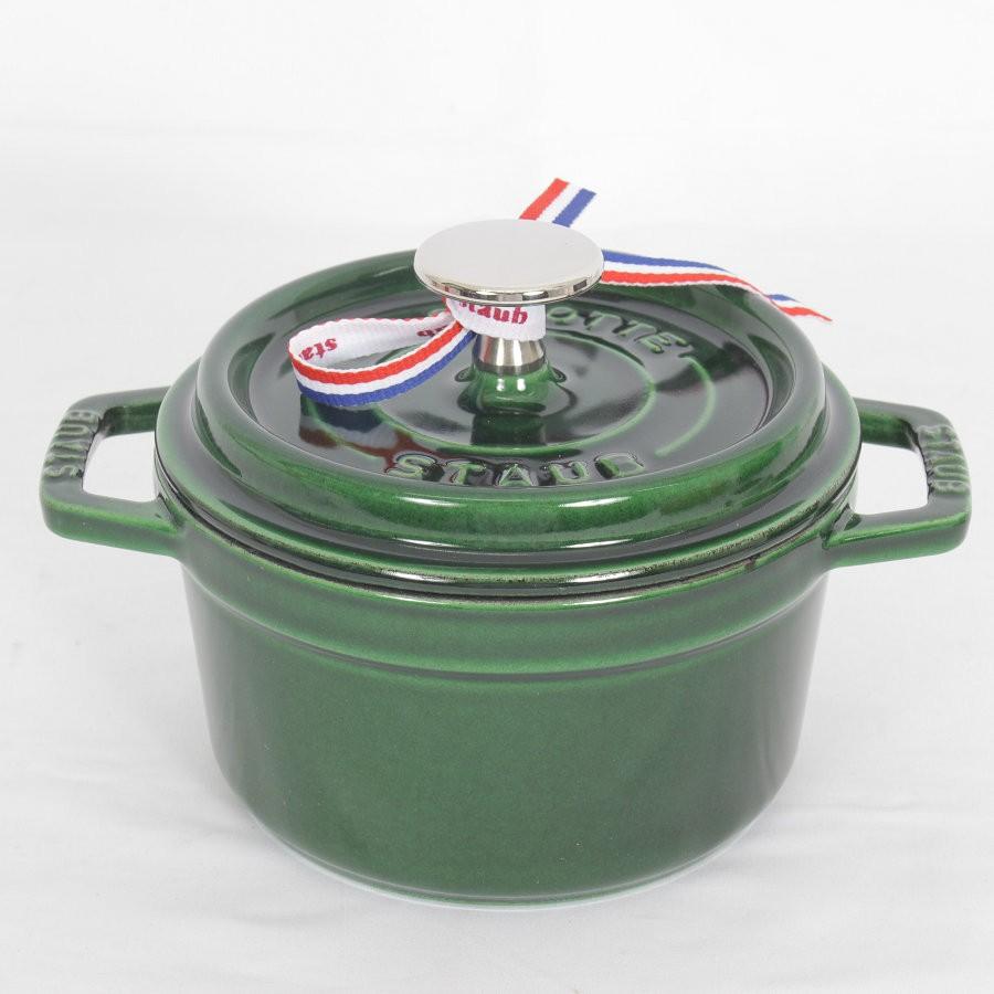 ボーナスストア+5％【新品】ストウブ ココット ラウンド バジルグリーン 14cm 40509-796 ホーロー 両手鍋 本体 |  | 01