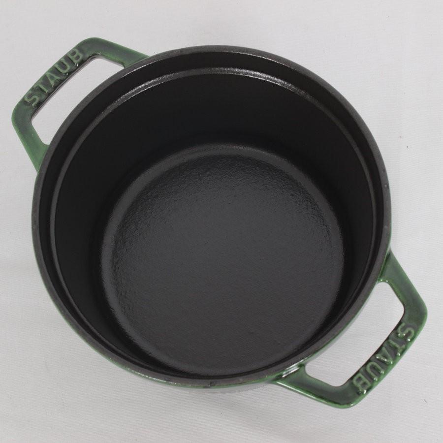 ボーナスストア+5％【新品】ストウブ ココット ラウンド バジルグリーン 14cm 40509-796 ホーロー 両手鍋 本体 |  | 03