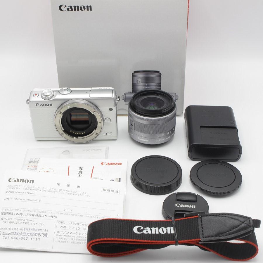 ボーナスストア+5％【美品】Canon EOS M100 EF-M15-45 IS STM レンズ 