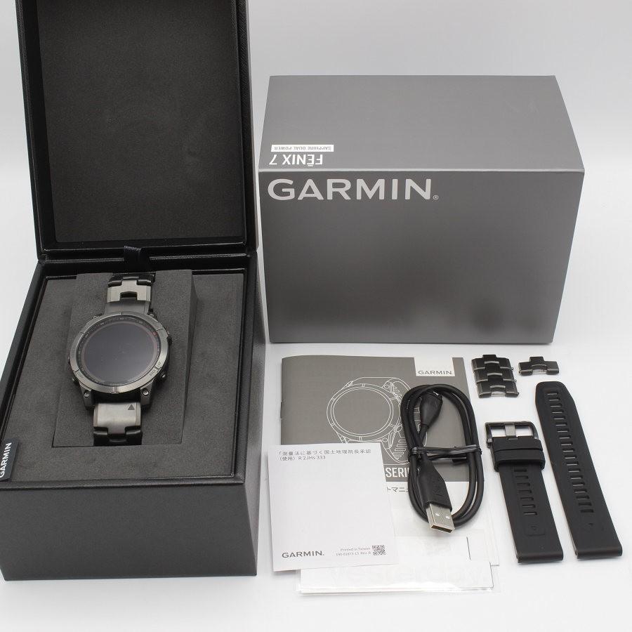 ボーナスストア+5％【美品】GARMIN fenix 7 Sapphire Dual Power Ti Carbon Gray DLC/Carbon Gray DLC Vented Titanium Band 010-02540-48 | 