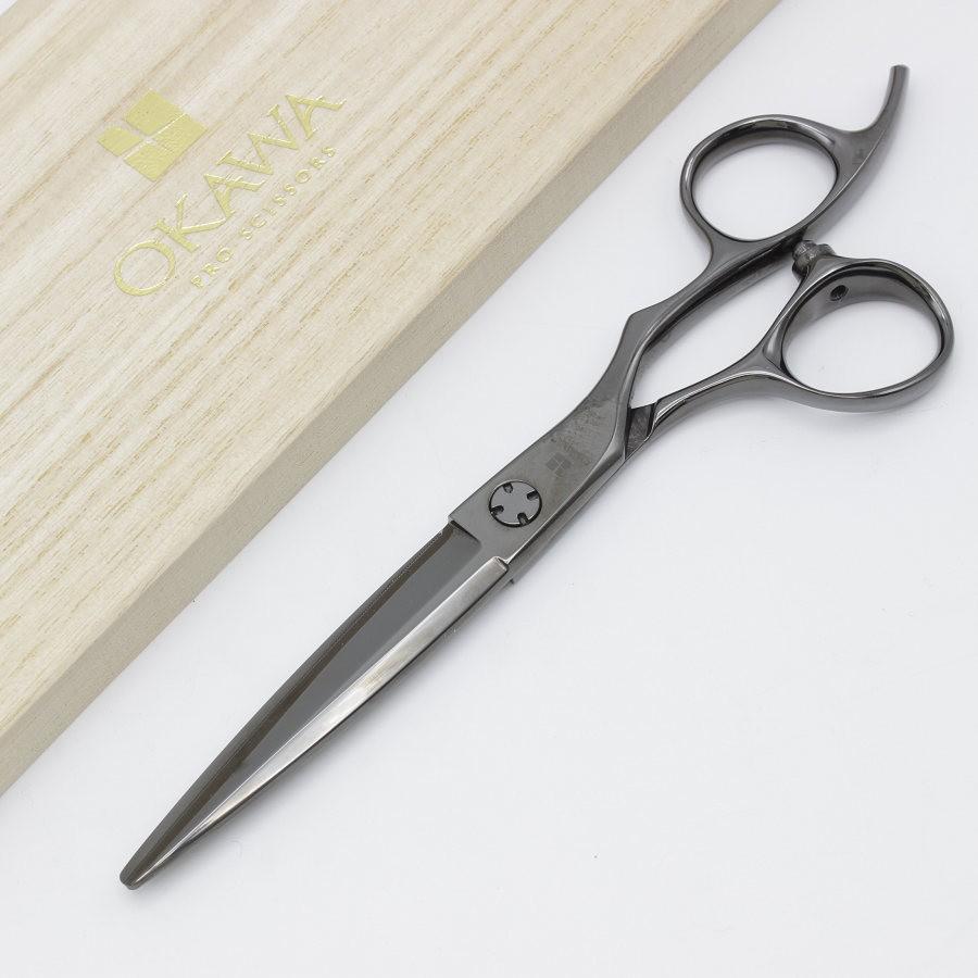 ボーナスストア+5％【美品】オオカワプロシザーズ JagII SGJ60-X DLCコーティング メタルブラック カットシザー 6インチ 笹刃 3Dハンドル ジャグ | 