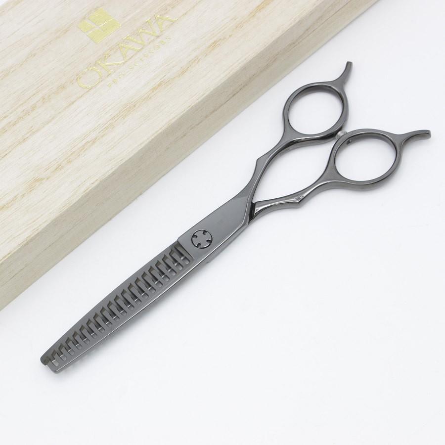 ボーナスストア+5％【美品】オオカワプロシザーズ SG193 DLCコーティング メタルブラック セニング 5.8インチ メガネハンドル 19目3段 約25%〜30% | 