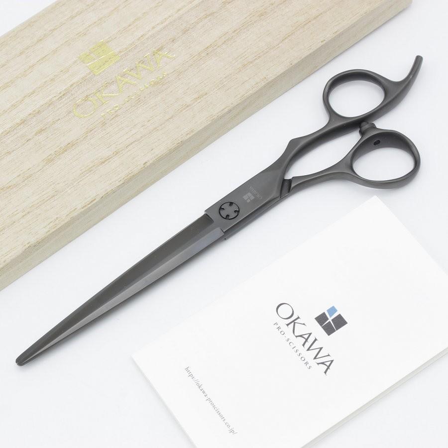 ボーナスストア+5％【美品】オオカワプロシザーズ SG70-X DLCコーティング マットブラック カットシザー 7インチ ハマグリ刃 3Dハンドル | 