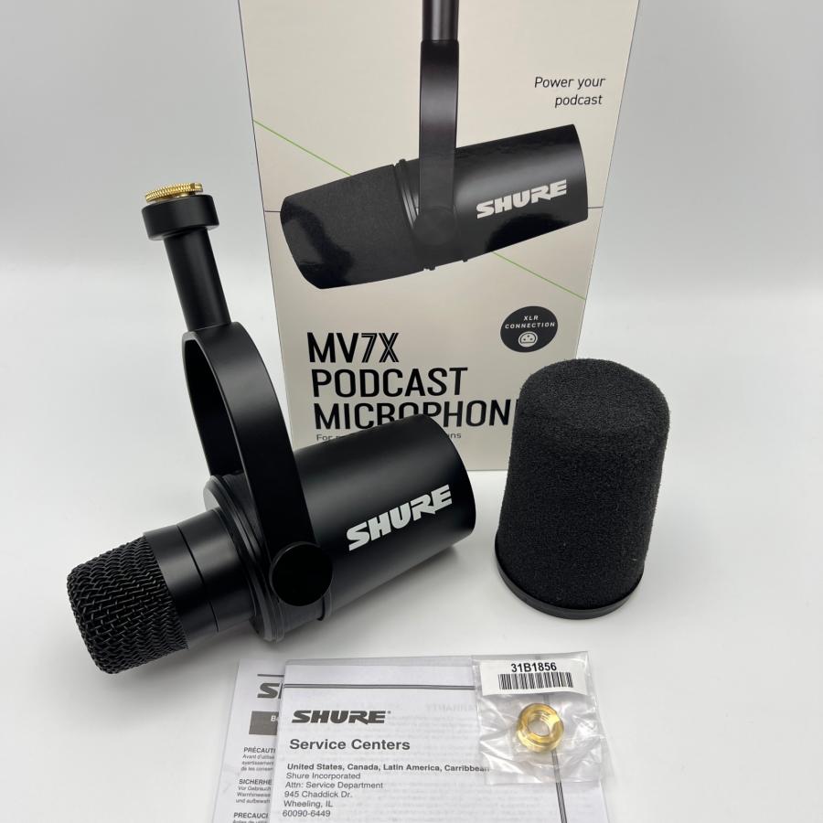 ボーナスストア+5％【美品】SHURE MV7X-J ブラック ポッドキャスト マイクロホン XLR出力 シュア 本体 | 