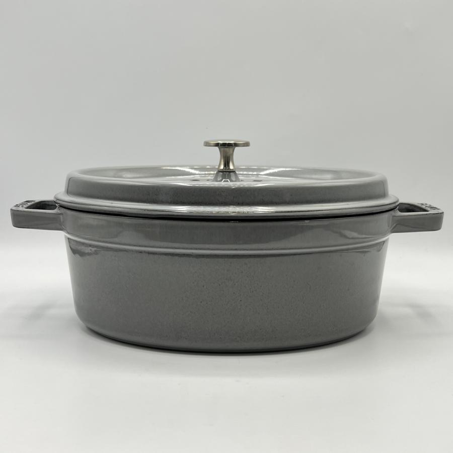 ボーナスストア+5％【美品】ストウブ ピコ・ココット オーバル 27cm 40500-276 グレー ホーロー 両手鍋 STAUB 本体 |  | 02