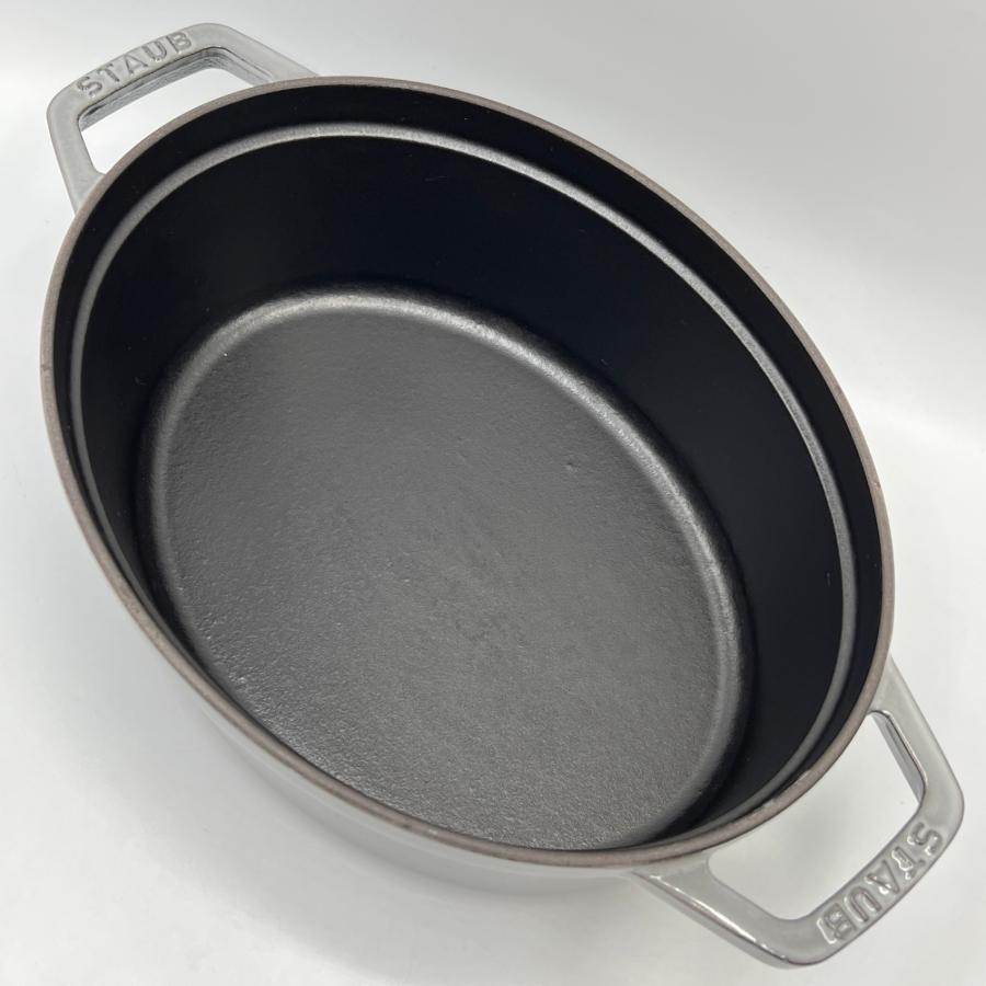 ボーナスストア+5％【美品】ストウブ ピコ・ココット オーバル 27cm 40500-276 グレー ホーロー 両手鍋 STAUB 本体 |  | 03
