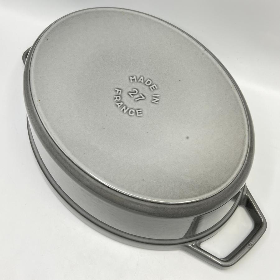 ボーナスストア+5％【美品】ストウブ ピコ・ココット オーバル 27cm 40500-276 グレー ホーロー 両手鍋 STAUB 本体 |  | 04
