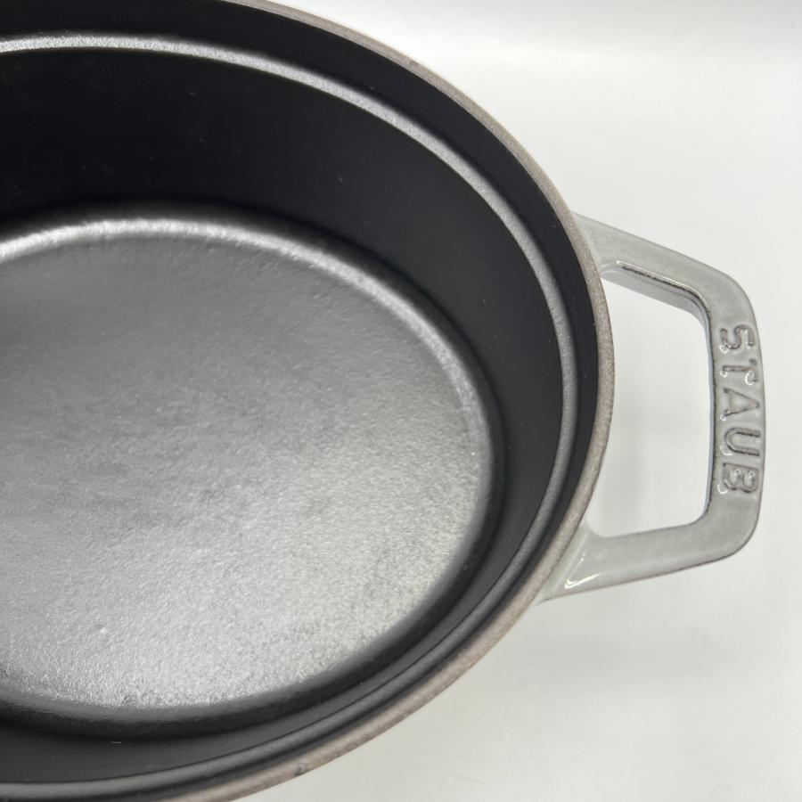 ボーナスストア+5％【美品】ストウブ ピコ・ココット オーバル 27cm 40500-276 グレー ホーロー 両手鍋 STAUB 本体 |  | 09