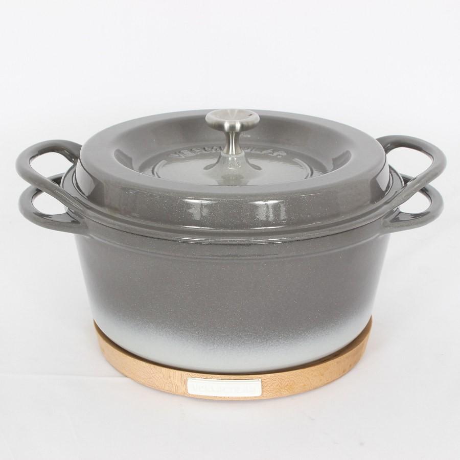 【ボーナスストア+5％】バーミキュラ オーブンポットラウンド 22cm GRY22R パールグレー マグネットリベット付き 無水 ホーロー 両手鍋 本体 | 