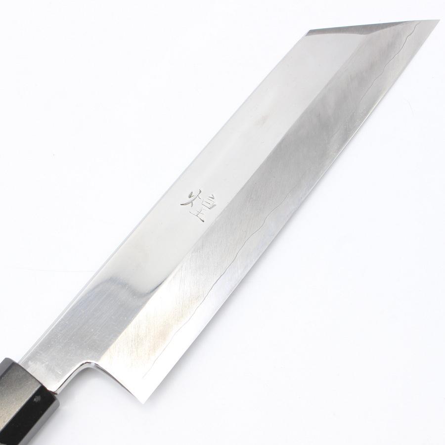 ボーナスストア+5％【美品】堺一文字光秀 煌 むきもの包丁 六寸 八角黒檀柄 鏡面 刃渡り180mm 和包丁 |  | 01