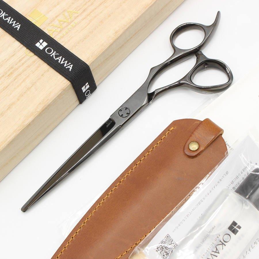 ボーナスストア+5％【美品】オオカワプロシザーズ SG65-X DLCコーティング メタルブラック カットシザー 6.5インチ ハマグリ刃 3Dハンドル | 
