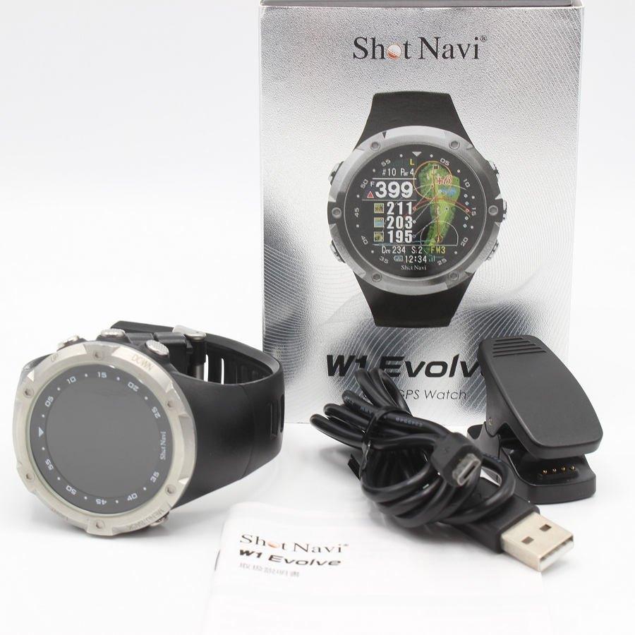 Shot Navi - 【美品】Shot Navi W1 Evolve ブラック 腕時計型 GPS距離計測器 ショットナビ 本体 Shot Navi W1 Evolve ブラック×ブラック×シルバー テクタイト