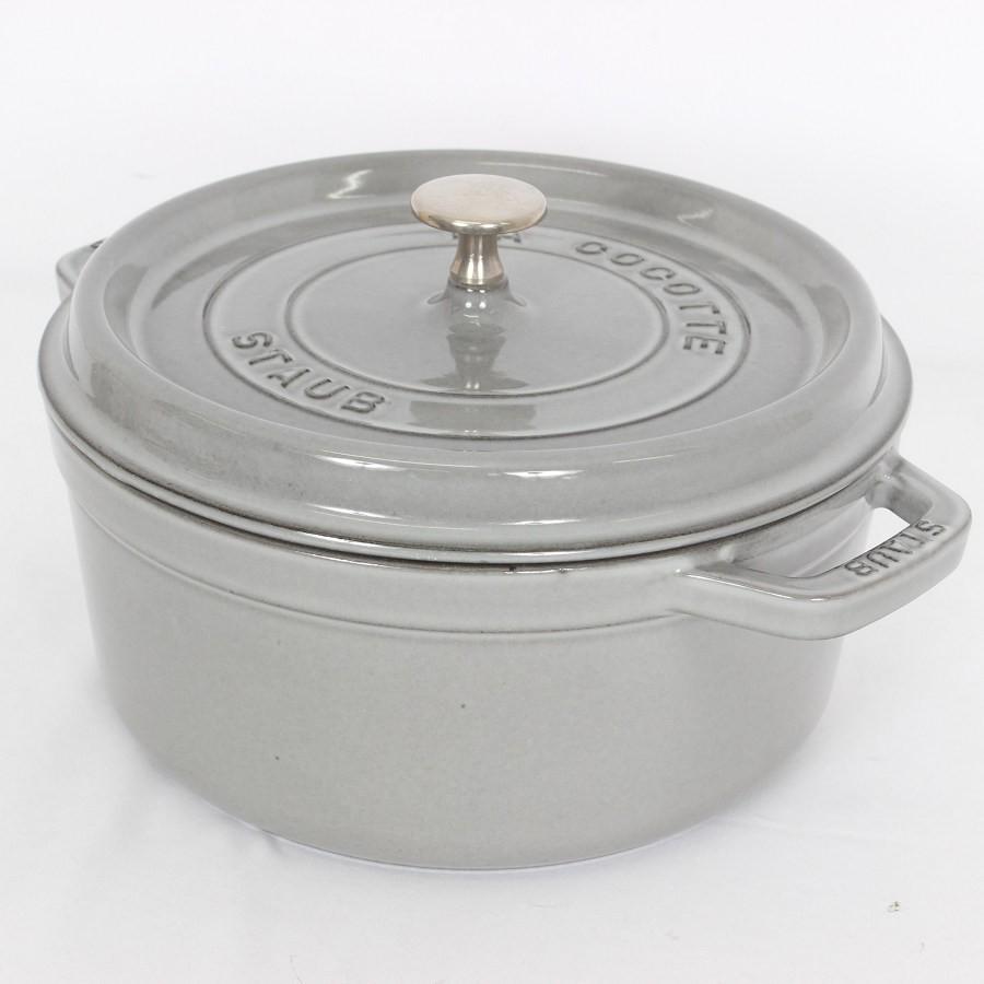 ボーナスストア+5％【美品】ストウブ ピコ ココット ラウンド 24cm グレー 40500-246 レシピブック付き ホーロー 両手鍋 STAUB 本体 |  | 02