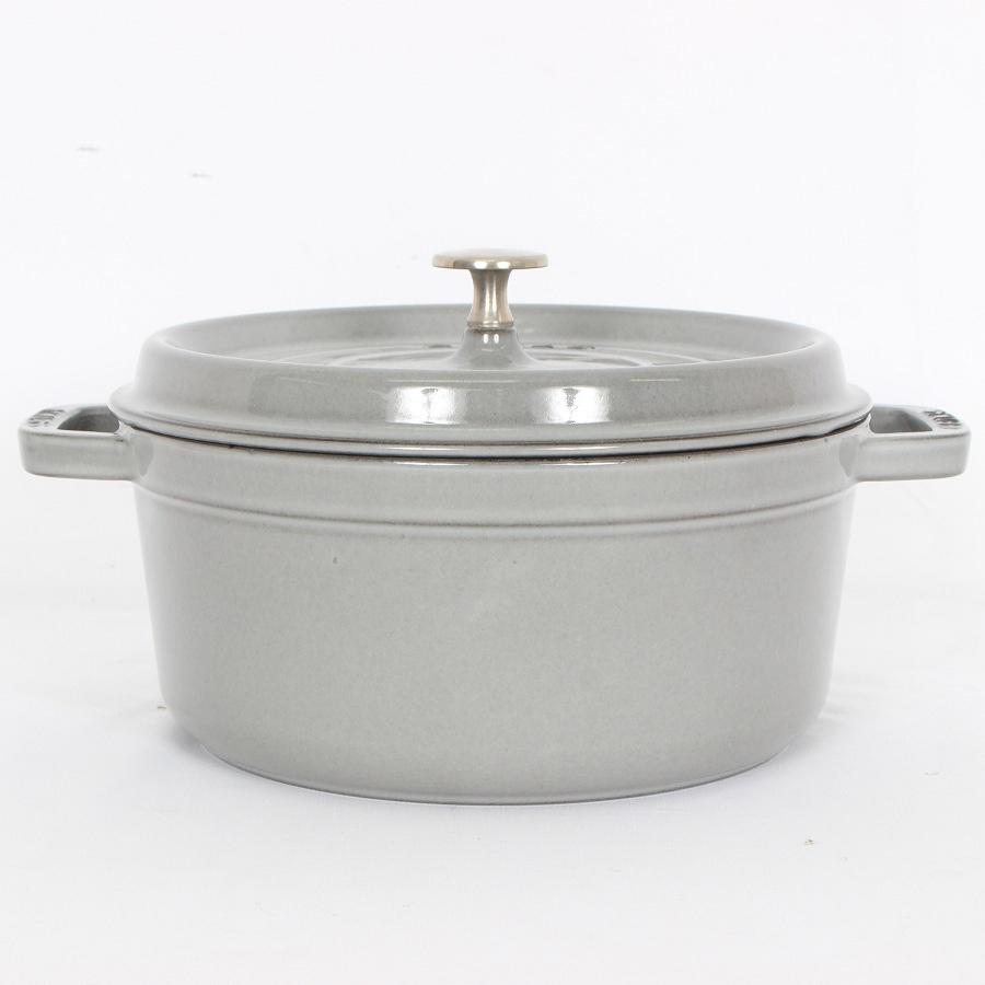 ボーナスストア+5％【美品】ストウブ ピコ ココット ラウンド 24cm グレー 40500-246 レシピブック付き ホーロー 両手鍋 STAUB 本体 |  | 03